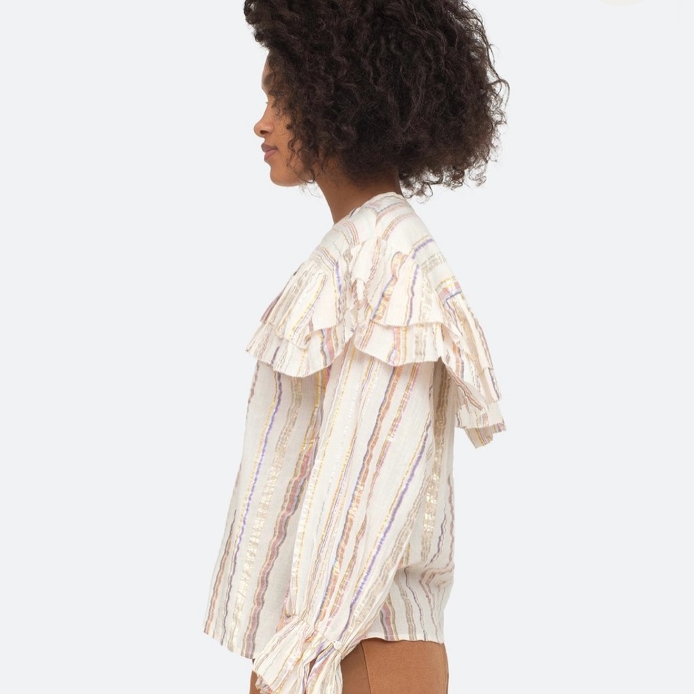 Sea New York Multicolor Striped Ruffle Blouse
